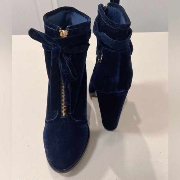 💎NEW💎Royal Blue Velvet Heel*Blue Booties*Ankle Boots*Velvet Shoes*Wide Fit - Picture 7 of 11